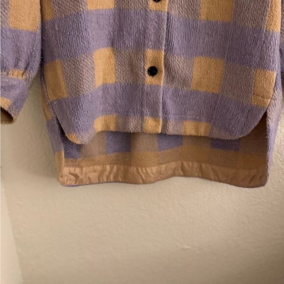 Princess Polly Purple and Tan Plaid Pea Coat - Picture 3 of 8